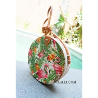 fashion circle sling handbag floral decorative 